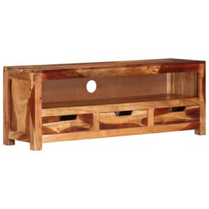 Solid Acacia Wood TV Cabinet with Honey Touch Finish  Spacious Drawers and Shelf