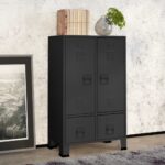 Industrial  Steel Wardrobe Anthracite with Adjustable Shelves and Drawers