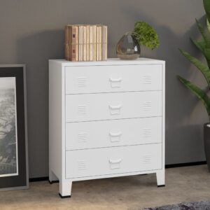 White Industrial Metal Drawer Cabinet with Air Vents  Sturdy and Spacious Storage Solution