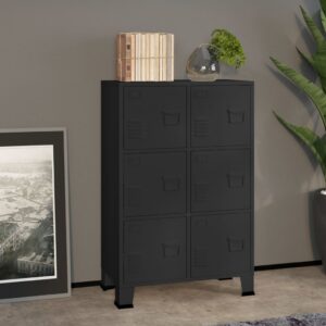 Industrial Metal Storage Chest in Black - 75x40x115 cm - Sturdy  Organised  Easy to Clean