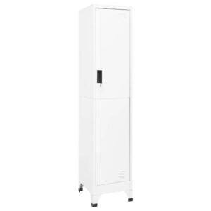 White Steel Locker Cabinet with Hanger  Shelf  Lockable Door and Air Vents for Office and School Use