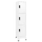 White Steel Locker Cabinet with Lockable Doors and Air Vents  Ideal for Office and School Use