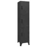 Modern Steel Locker Cabinet in Anthracite with Lockable Doors and Air Vents