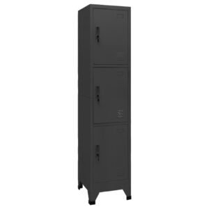 Modern Steel Locker Cabinet in Anthracite with Lockable Doors and Air Vents