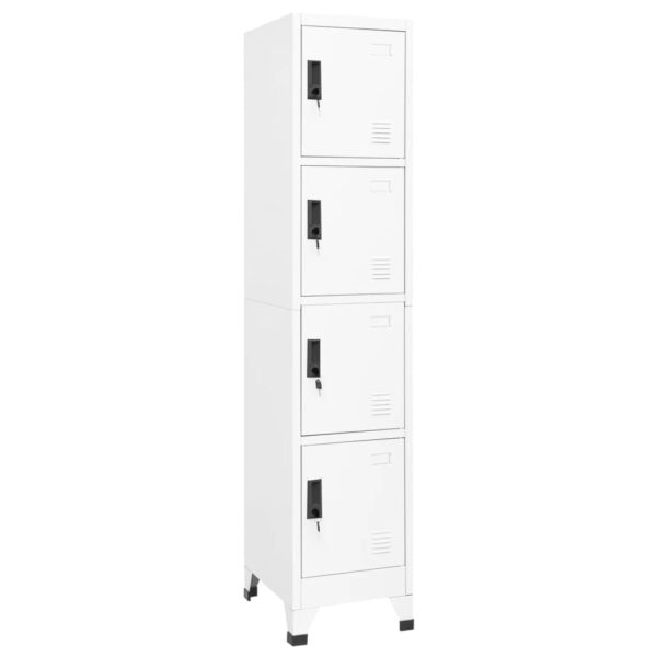 Modern White Steel Locker Cabinet with Lockable Doors and Ample Storage Space