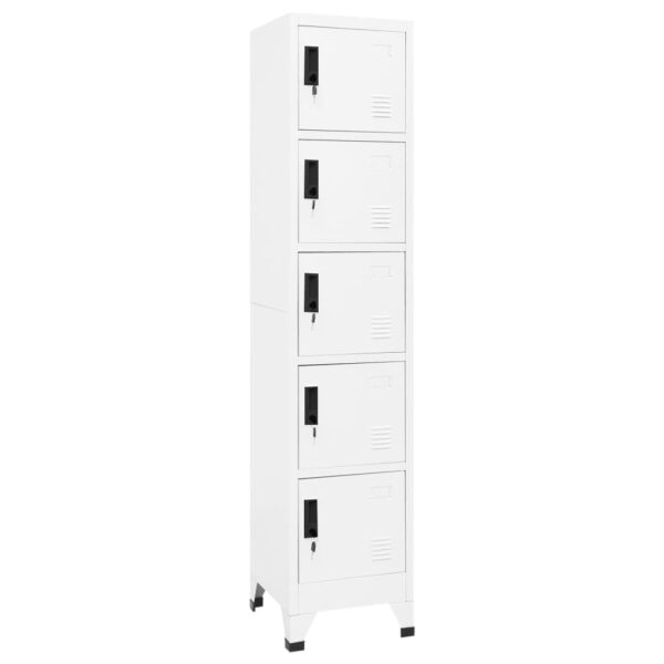 White Steel Locker Cabinet with Lockable Doors and Air Vents for Office and School Use