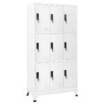 Locker Cabinet White 90x45x180 cm Steel