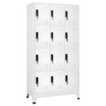 Locker Cabinet White 90x45x180 cm Steel