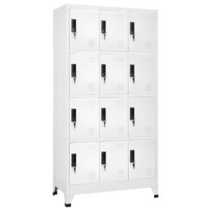 Locker Cabinet White 90x45x180 cm Steel