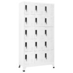 Locker Cabinet White 90x40x180 cm Steel