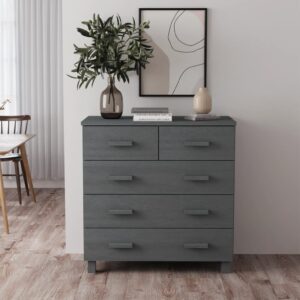 Sideboard "HAMAR" Dark Grey 79x40x80 cm Solid Wood Pine