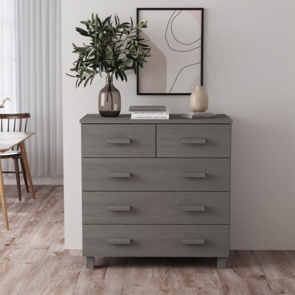 Sideboard "HAMAR" Light Grey 79x40x80 cm Solid Wood Pine