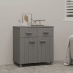 Sideboard "HAMAR" Light Grey 79x40x80 cm Solid Wood Pine