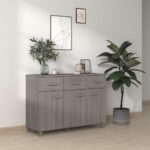 Sideboard "HAMAR" Light Grey 113x40x80 cm Solid Wood Pine