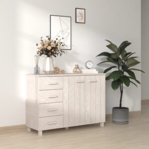 Sideboard "HAMAR" White 113x40x80 cm Solid Wood Pine