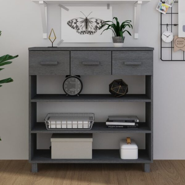 Console Table "HAMAR" Dark Grey 90x35x90 cm Solid Wood Pine