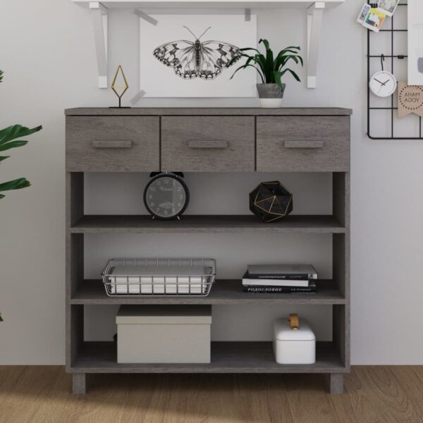 Console Table "HAMAR" Light Grey 90x35x90 cm Solid Wood Pine