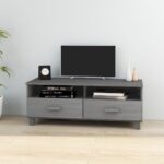 Solid Wood Pine TV Cabinet HAMAR Dark Grey with Drawers and Compartments