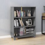 Book Cabinet "HAMAR" Dark Grey  85x35x112 cm Solid Wood Pine