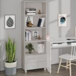 Solid Pine Wood Highboard HAMAR White  Spacious Shelves and Drawers  Sturdy and Durable