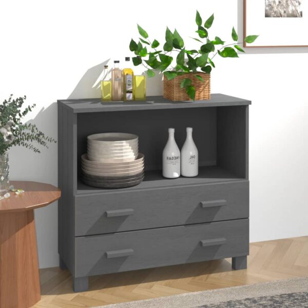 Sideboard "HAMAR" Dark Grey 85x35x80 cm Solid Wood Pine