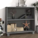 Sideboard "HAMAR" Dark Grey 85x35x80 cm Solid Wood Pine