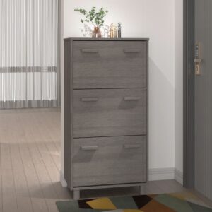 Shoe Cabinet "HAMAR" Light Grey 59.5x35x117 cm Solid Wood Pine