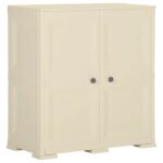 Compact Plastic Cabinet with Wood Design in Angora White - Ideal for Home and Office Use