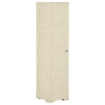 Compact Plastic Storage Cabinet with Wood Design in Angora White - Ideal for Home and Office