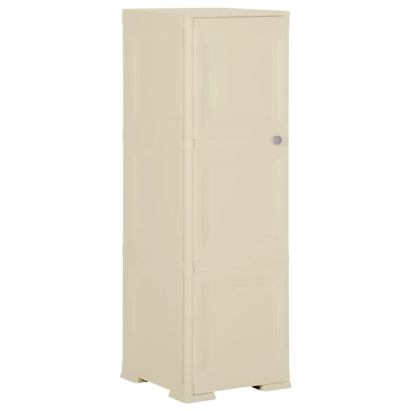 Compact Plastic Cabinet in Angora White with Wood Design - Ideal for Home and Office Storage