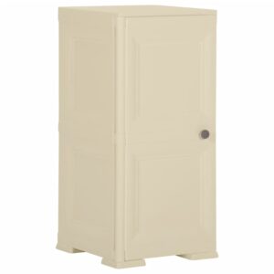 Compact Plastic Cabinet with Wood Design in Angora White - Ideal for Home and Office Use