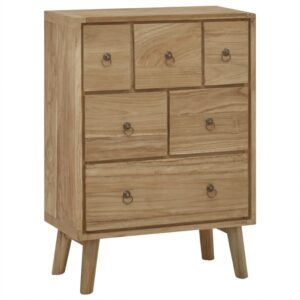 Vintage Charm Solid Teak Wood Chest of Drawers with Six Storage Spaces