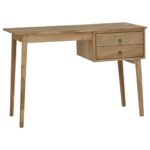 Solid Teak Wood Desk with Two Drawers  Rustic Charm  Weather Resistant  Easy to Clean  Ample Storage