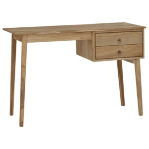 Solid Teak Wood Desk with Two Drawers  Rustic Charm  Weather Resistant  Easy to Clean  Ample Storage