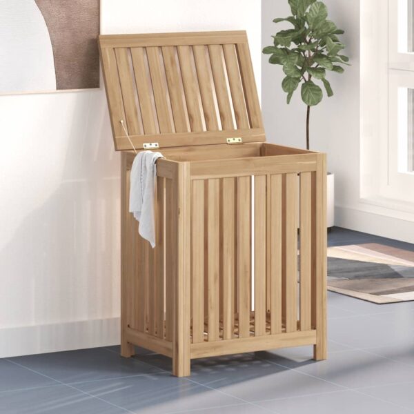 Solid Teak Wood Wash Bin - Ample Storage  Sturdy Frame  Slatted Design  Ideal for Bathroom or Bedroom