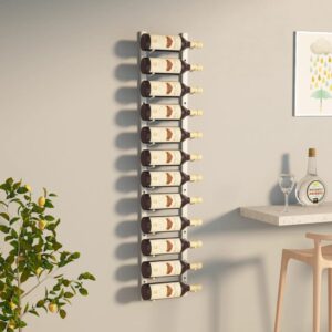 White Iron Wall Mounted Wine Rack for 12 Bottles  Modern Design  Durable  Easy Assembly