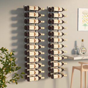 White Iron Wall Mounted Wine Rack for 24 Bottles  Modern Design  Durable  Easy Assembly  2 pcs