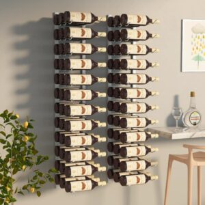 White Iron Wall Mounted Wine Rack for 36 Bottles  Modern Design  Durable  Easy Assembly  2 pcs