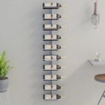 White Metal Wall-Mounted Wine Rack for Ten Bottles  Modern Design  Easy Assembly  Rust-Resistant