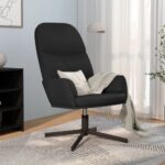 Comfortable Relaxing Chair in Black Faux Leather with Swivel Feature and Armrests