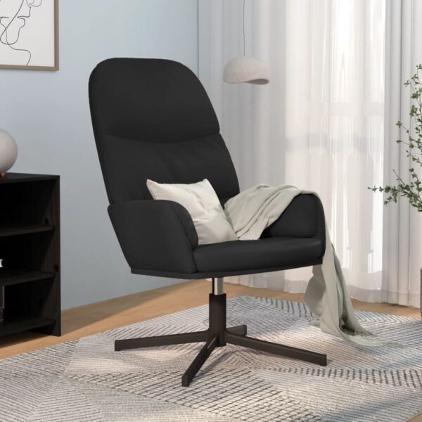 Comfortable Relaxing Chair in Black Faux Leather with Swivel Feature and Armrests