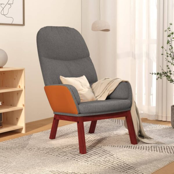 Light Grey Fabric Relaxing Chair with Armrests  Faux Leather Detailing  Foam Filling  Sturdy Metal Frame