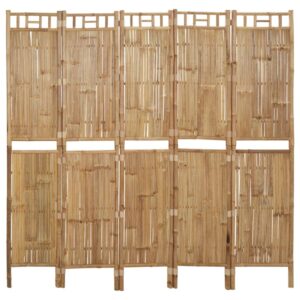 High-Quality Bamboo 5-Panel Room Divider  Foldable  Weather-Resistant  Easy to Clean  Tropical Flair