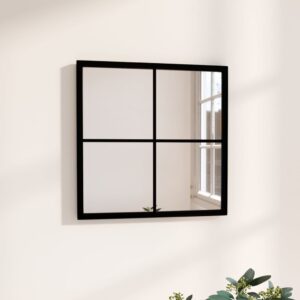 Stylish Black Wall Mirror 40x40 cm Metal - Perfect Home Decor  Easy Installation  Space Saving