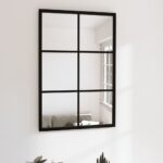 Stylish Black Wall Mirror 60x40 cm Metal - Easy Install  Space Saving  Classic Design