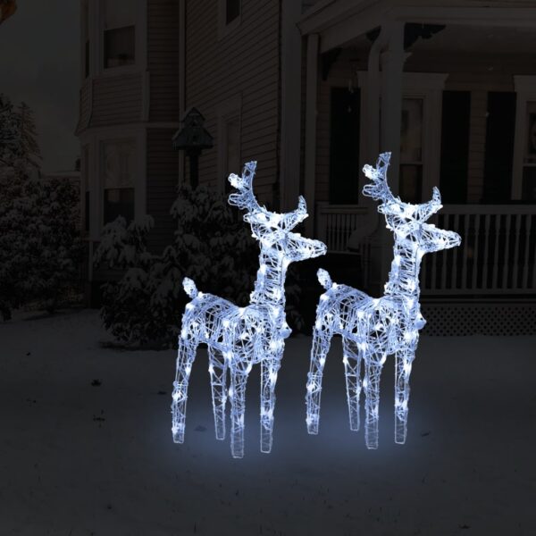 Set of Two Glowing Christmas Reindeers with Cold White LED Lights  Acrylic  Weather-Resistant