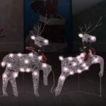 Gold Christmas Reindeers Set of 2 with 40 LED Lights - Indoor and Outdoor Decoration