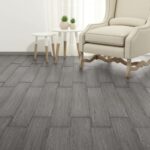 Self-Adhesive PVC Flooring Planks Dark Grey Mimicked Wood Texture Waterproof Antistatic