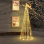 LED Christmas Cone Tree Warm White Lights  310 Bulbs  100x300 cm  8 Lighting Effects