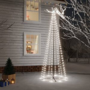 LED Christmas Cone Tree  Cold White Lights  310 LEDs  100x300 cm  8 Lighting Effects